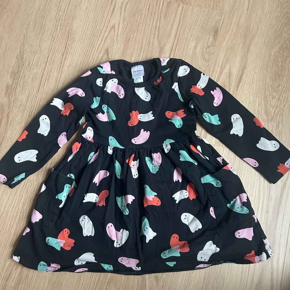 Hanna Andersson Black Dress with Colorful Ghosts